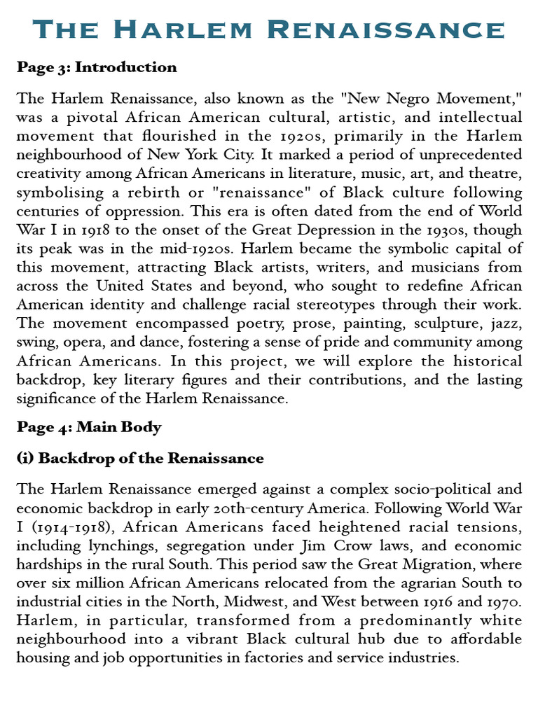 The Harlem Renaissance | PDF | Harlem Renaissance