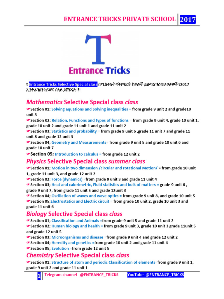 Entrance Tricks Selective Special Class | PDF | Chemistry | Macroeconomics