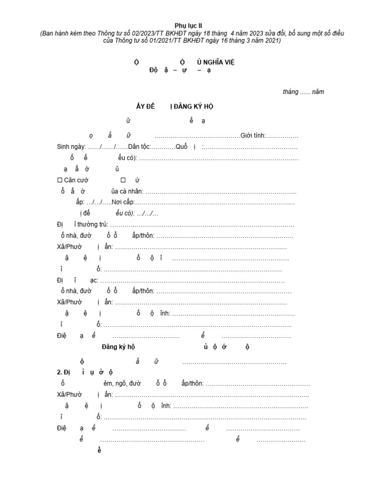 Phu Luc III - 1 (TT 02.2023 TT-BKHDT) | PDF