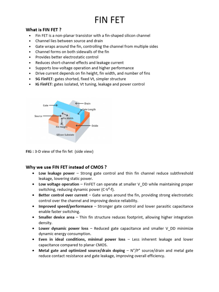Fin-FET Technology - Structure, Fabrication and Working | PDF | Field ...