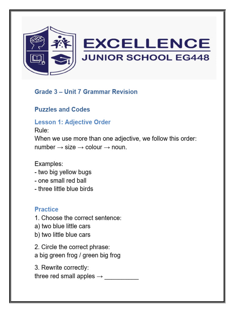 G3 Unit7 Grammar Revision FULL | PDF | Linguistic Typology | Languages