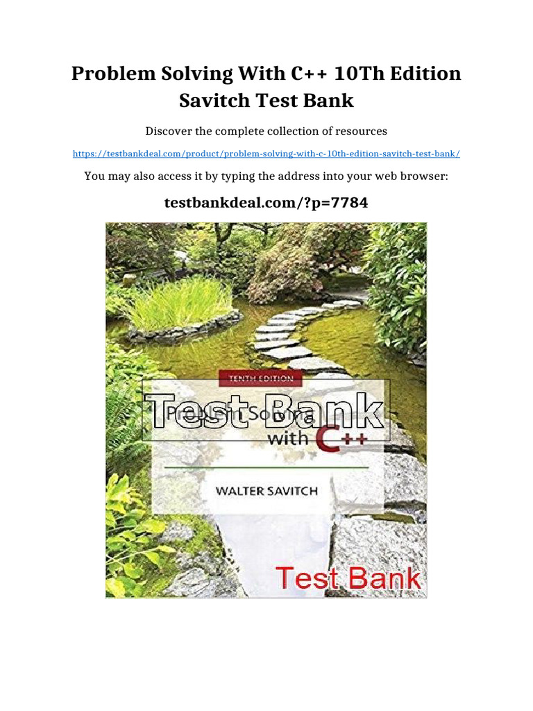 Problem Solving with C++ 10th Edition Savitch Test Bank available full ...