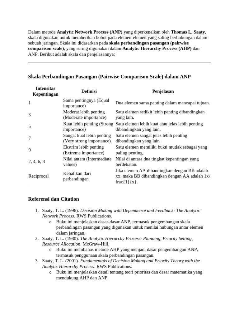 Dalam Metode Analytic Network Process | PDF