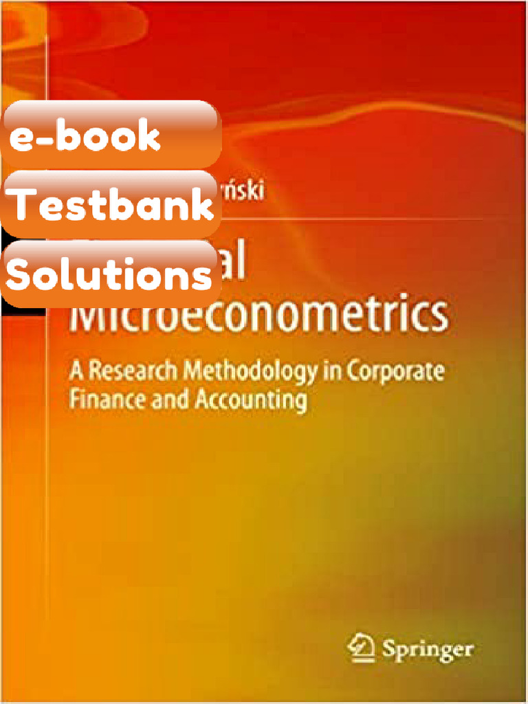 Financial Microeconometrics A Research Methodology in Corporate Finance ...