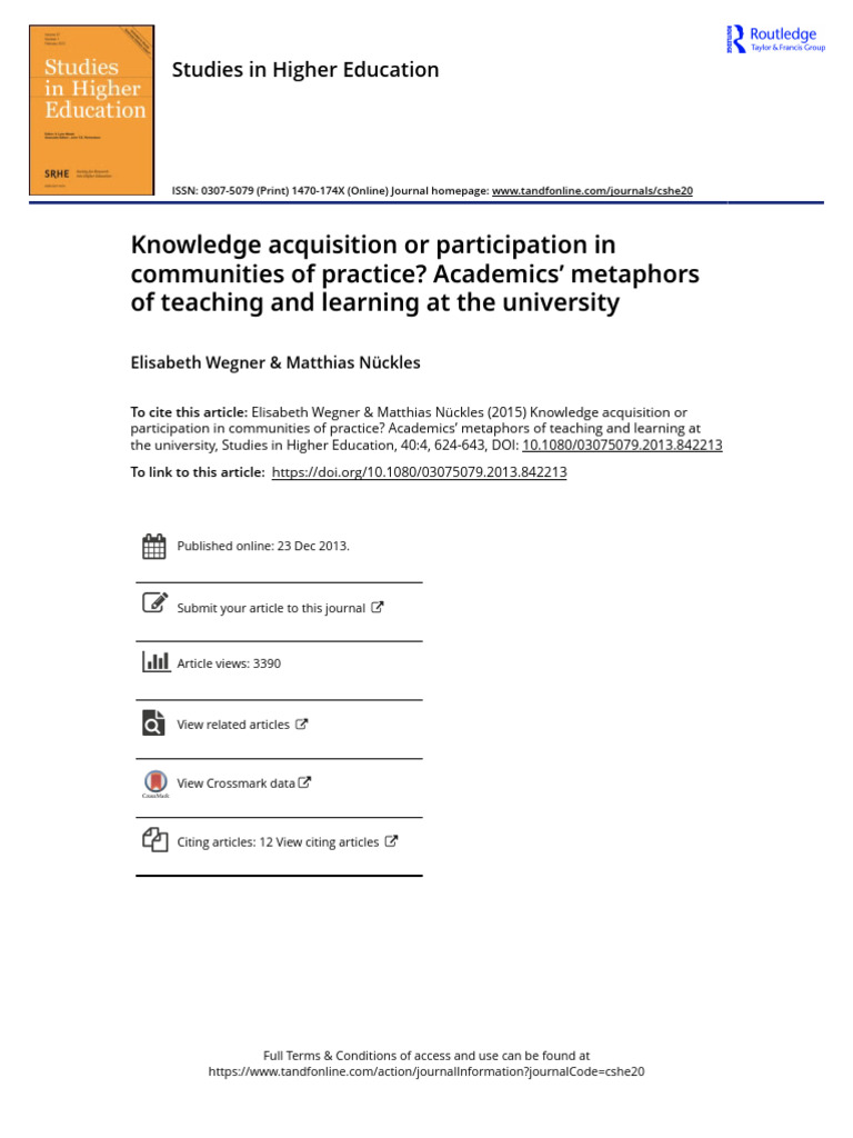 Knowledge Acquisition or Participation in Communities of Practice ...