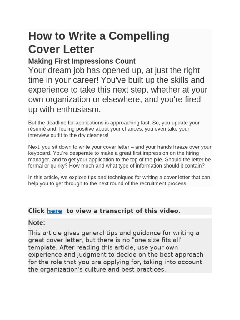 How To Write A Compelling Cover Letter | PDF | Jargon | Résumé