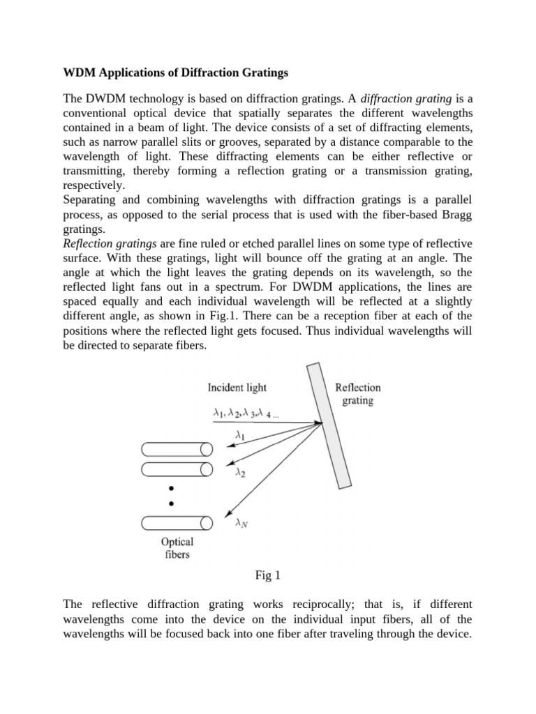 WDM Applications of Diffraction Gratings | PDF