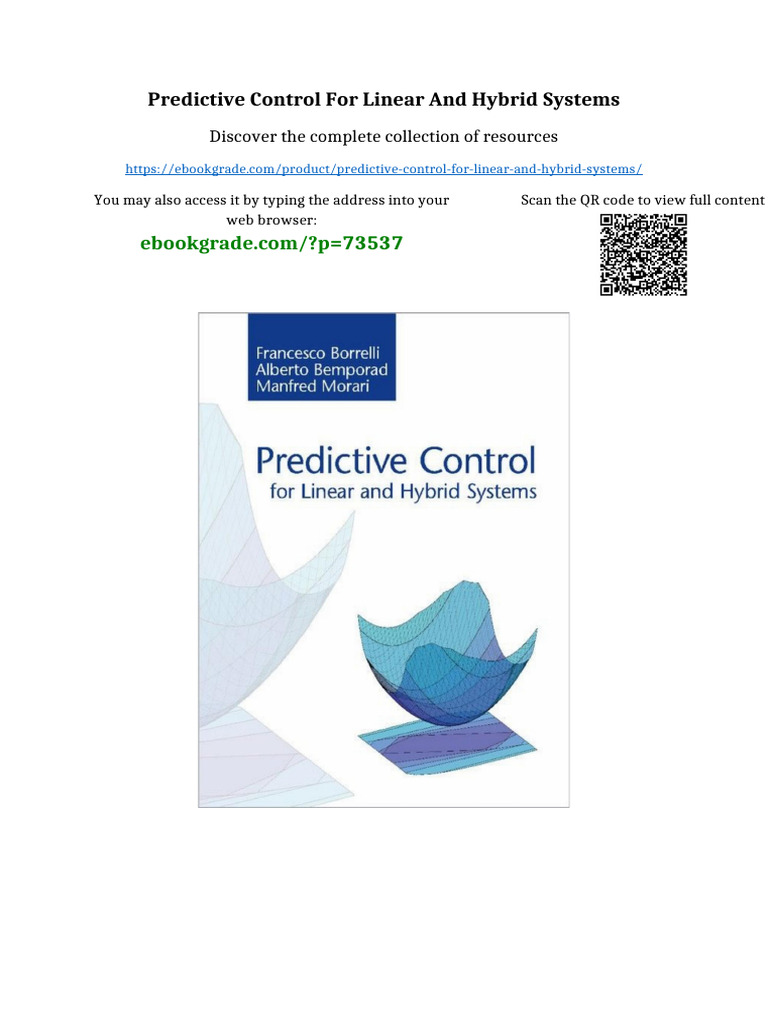 Predictive Control For Linear and Hybrid Systems Full Access | PDF ...