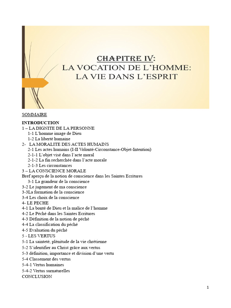 Chapitre IV - La Vocation de L'homme (La Vie Dans L'esprit) | PDF ...