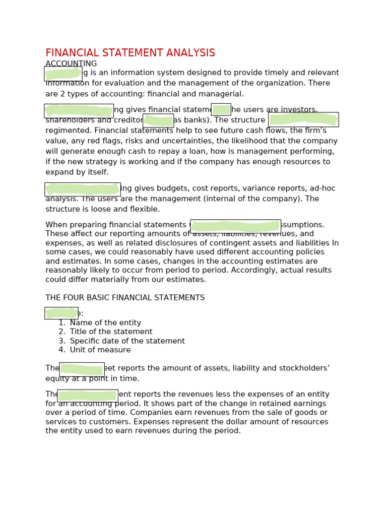 Financial Statement Analysis | PDF | Equity (Finance) | Debits And Credits