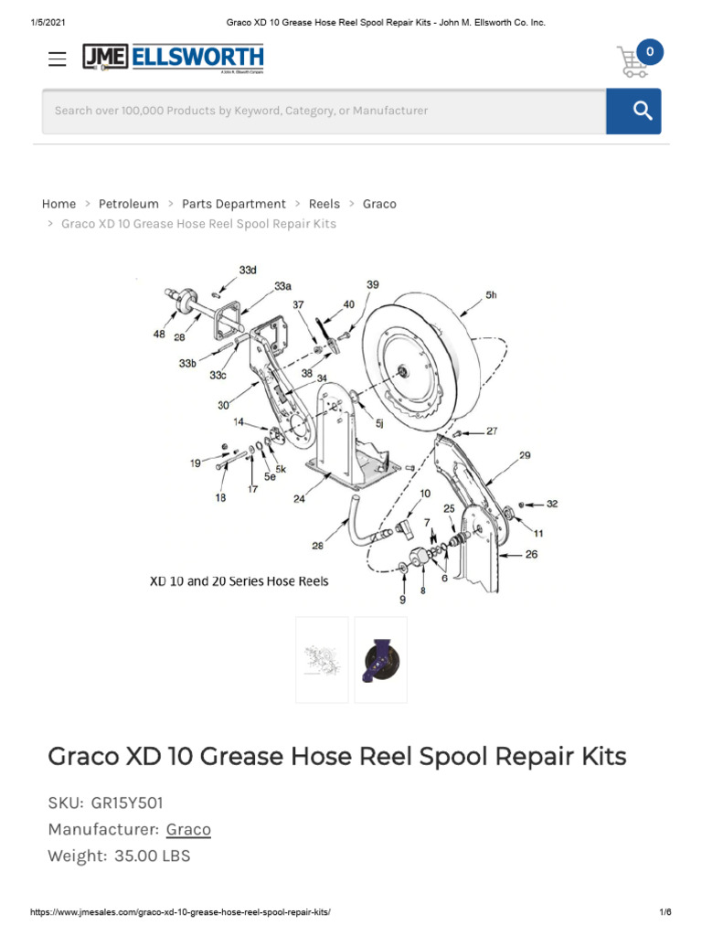 Graco XD 10 Grease Hose Reel Spool Repair Kits - John M. Ellsworth Co ...