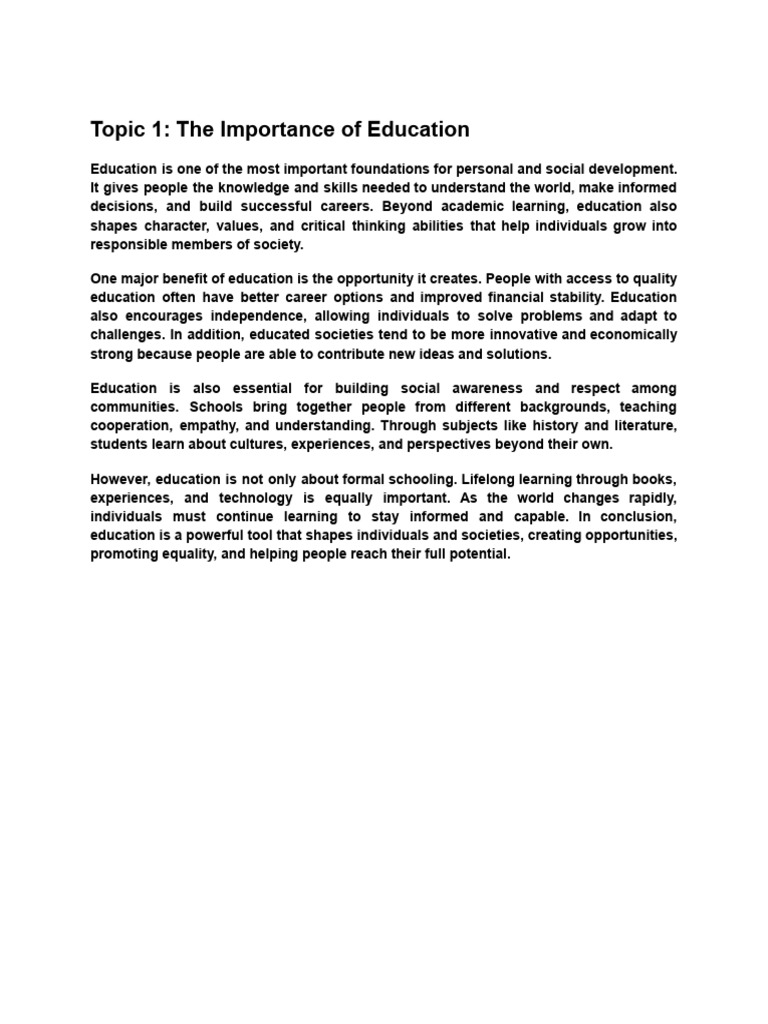 Importance of The Education | PDF