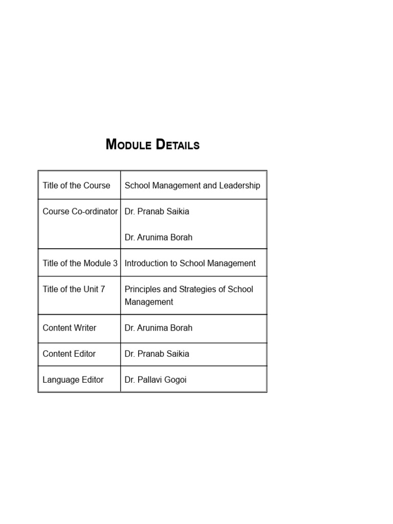 Unit-7 Principles and Strategies of School Management | PDF ...