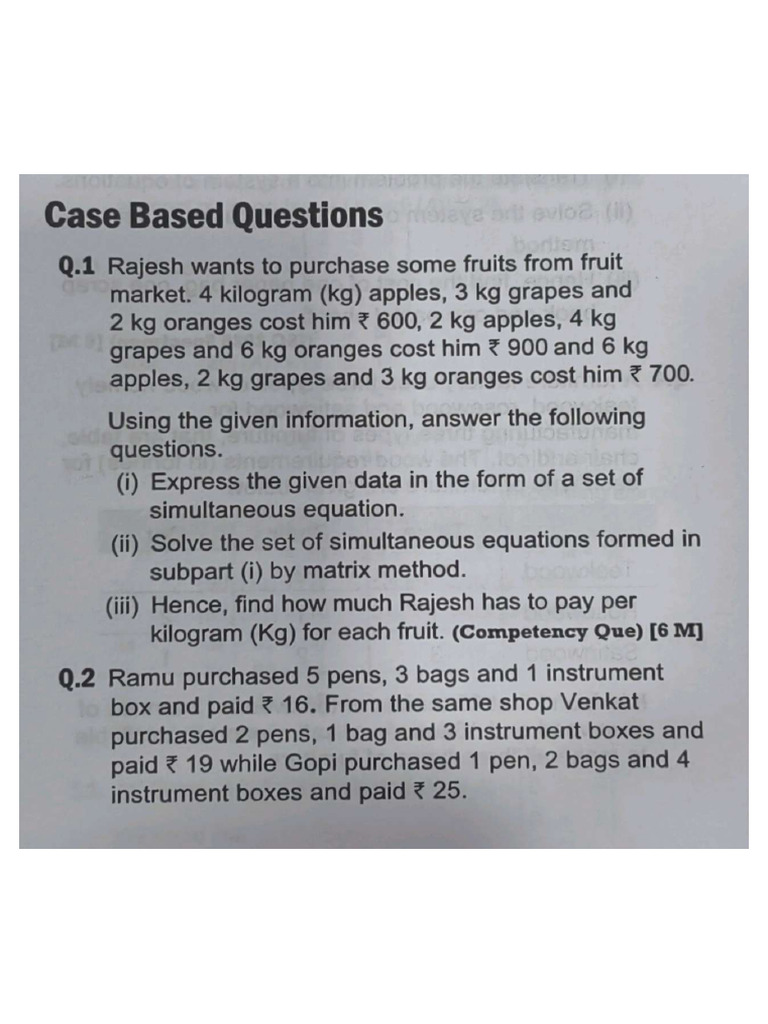 Chap-6 Matrices (Case Based Questions) | PDF