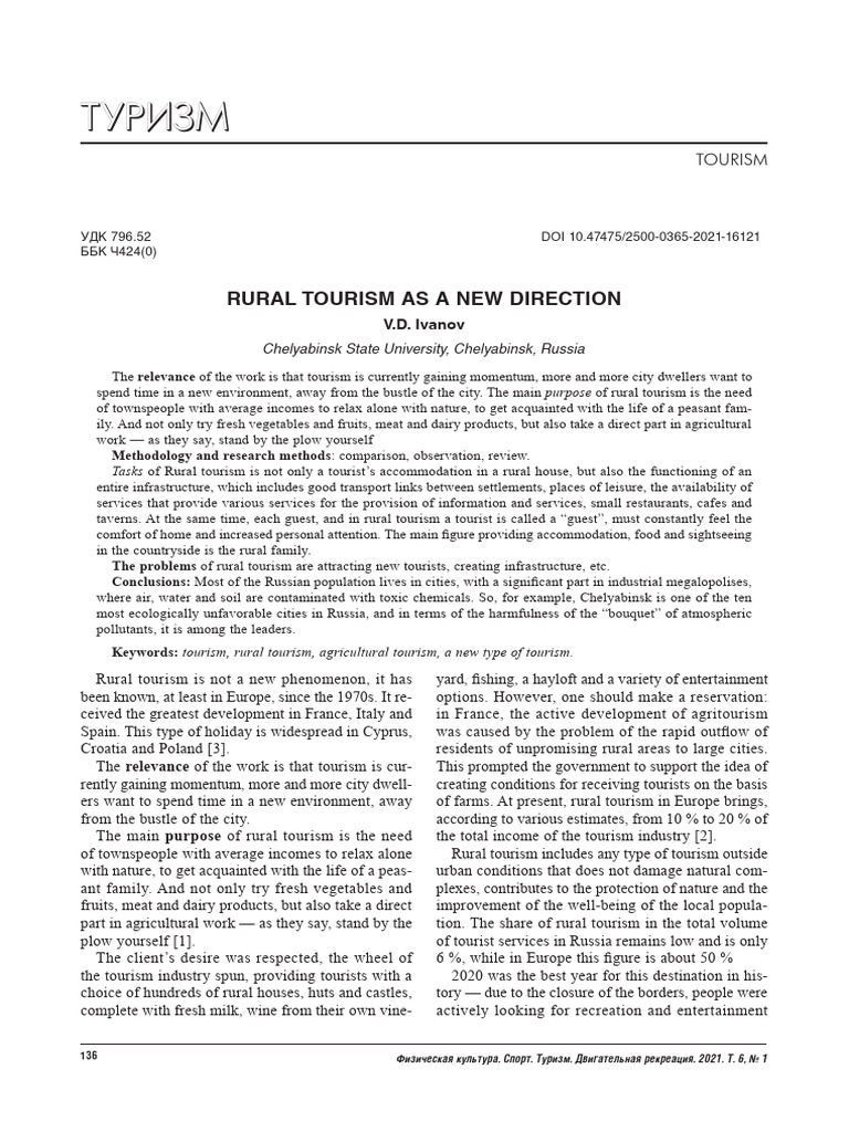 Rural Tourism As A New Direction | PDF | Tourism