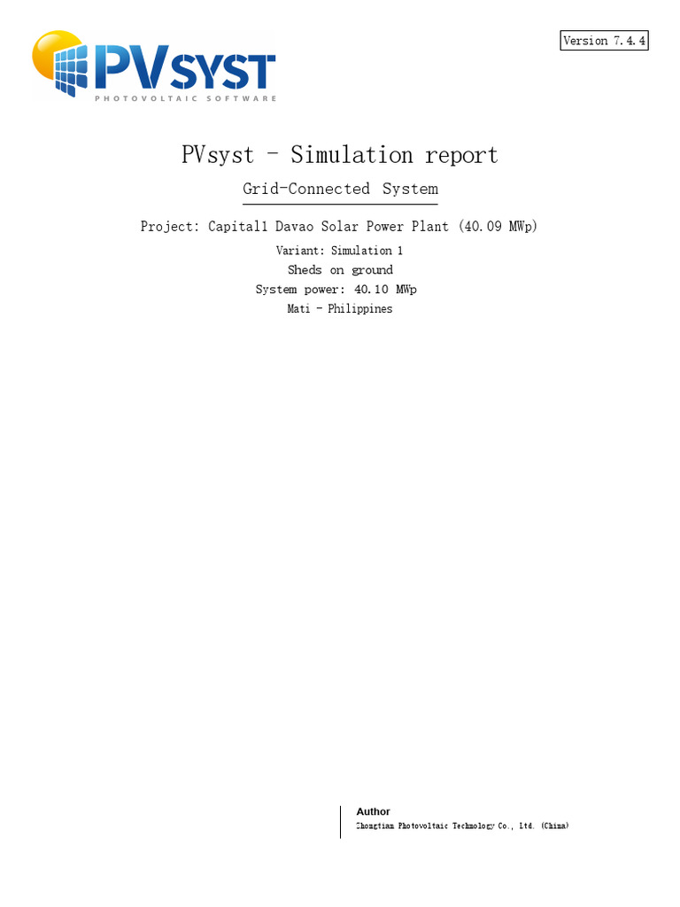PVsyst-Simulation Report-1 | PDF | Photovoltaic System | Photovoltaics