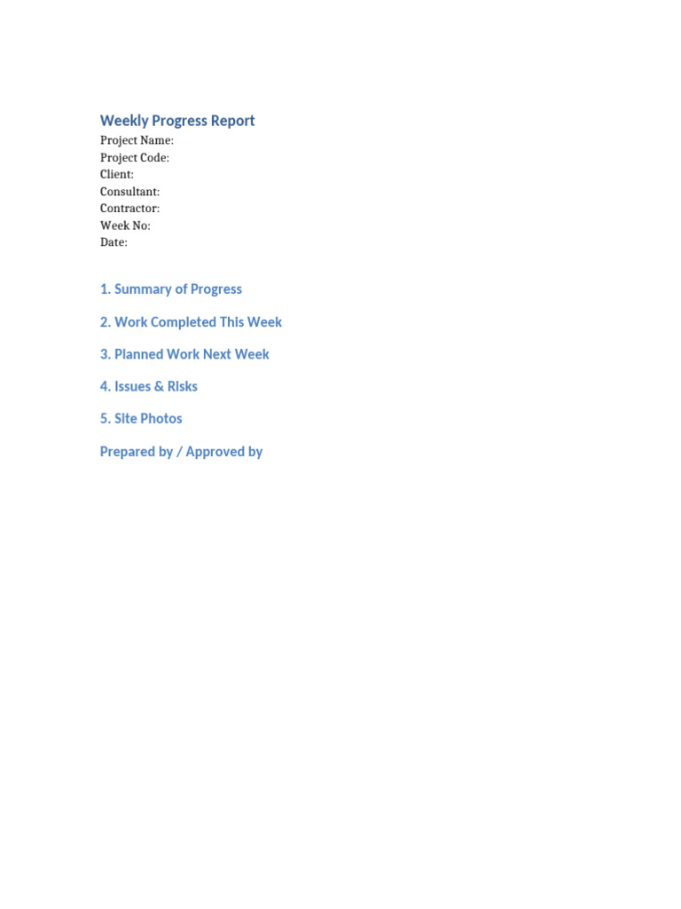 Weekly Progress Report Template | PDF