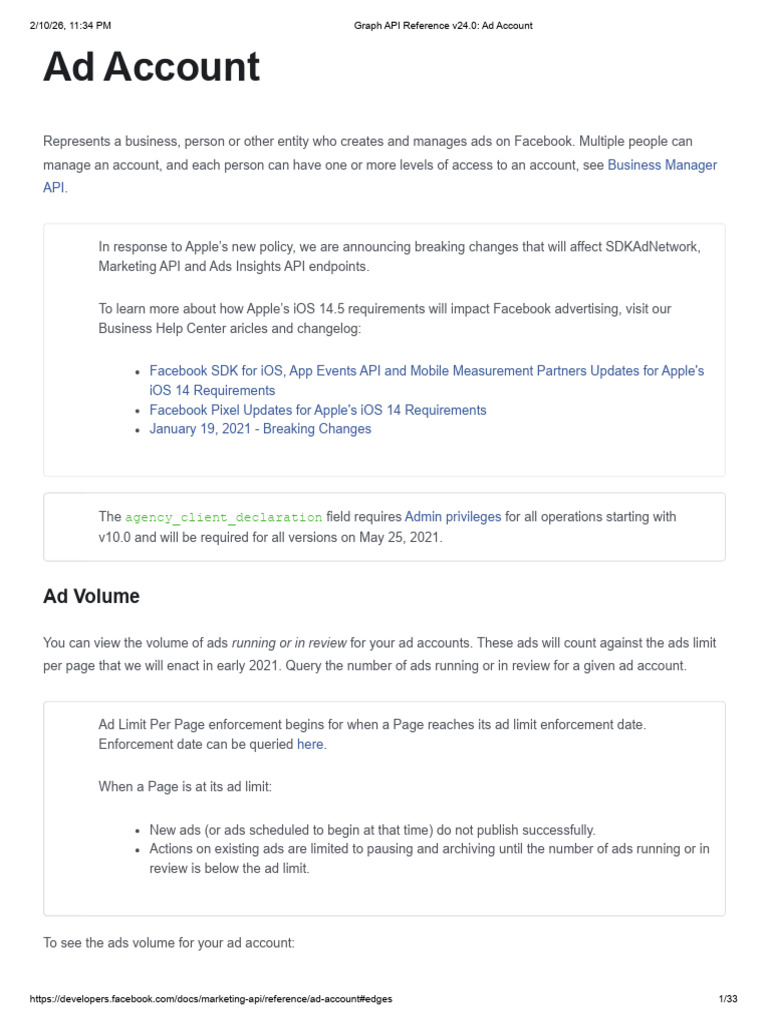 Ad Account API | PDF | Facebook | Ios