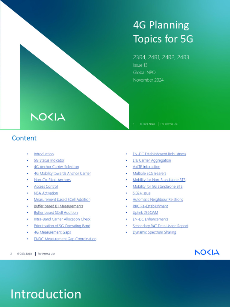 4G Planning Topics For 5G - Issue 13 | PDF | 4 G | Computer Networking