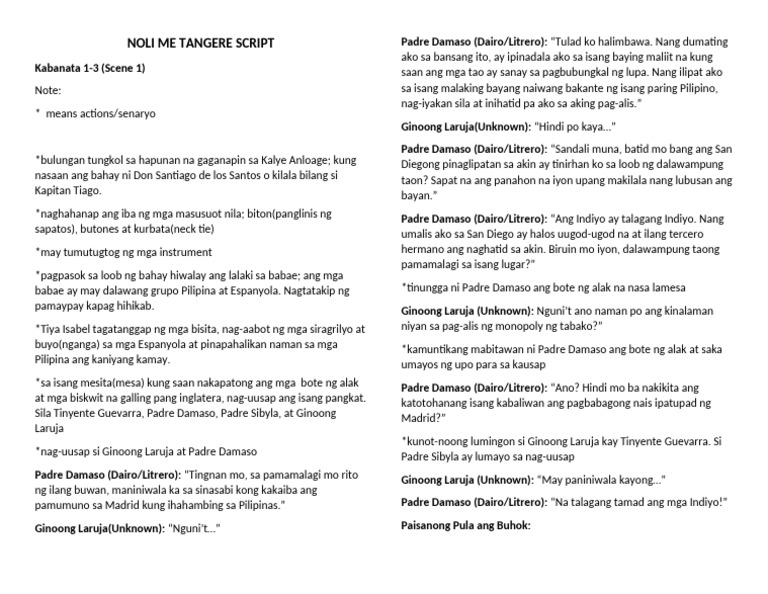 Noli Me Tangere Script | PDF