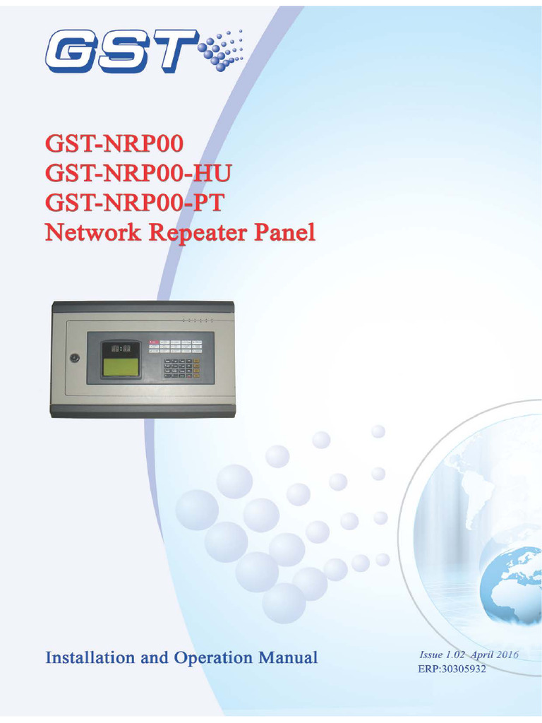 GST-NRP00 Network Repeater Panel Installation and Operation Manual F2 ...