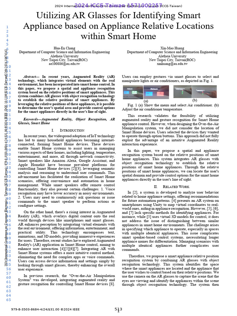 Utilizing AR Glasses for Identifying Smart Appliance Based on Appliance ...