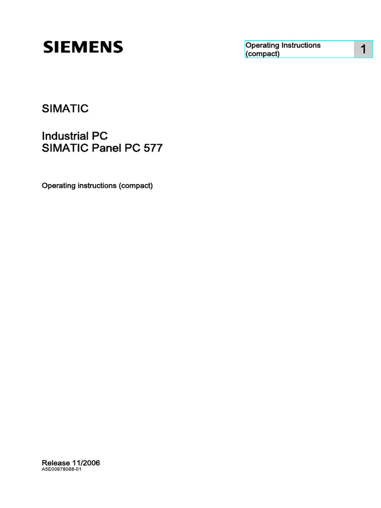 SIMATIC Panel PC 577 BA (Kompakt)_en | PDF | Personal Computers ...
