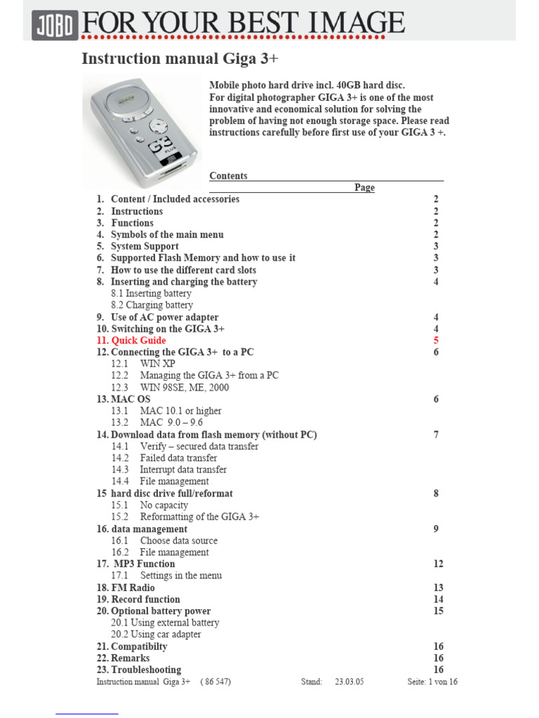 Mobile Photo Hard Drive Giga 3 | PDF