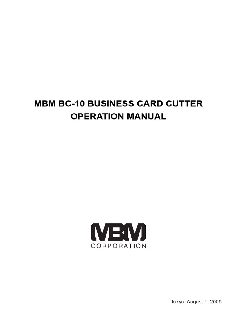 Mbm Bc-10 Slitter Manual | PDF | Page Layout | Paper
