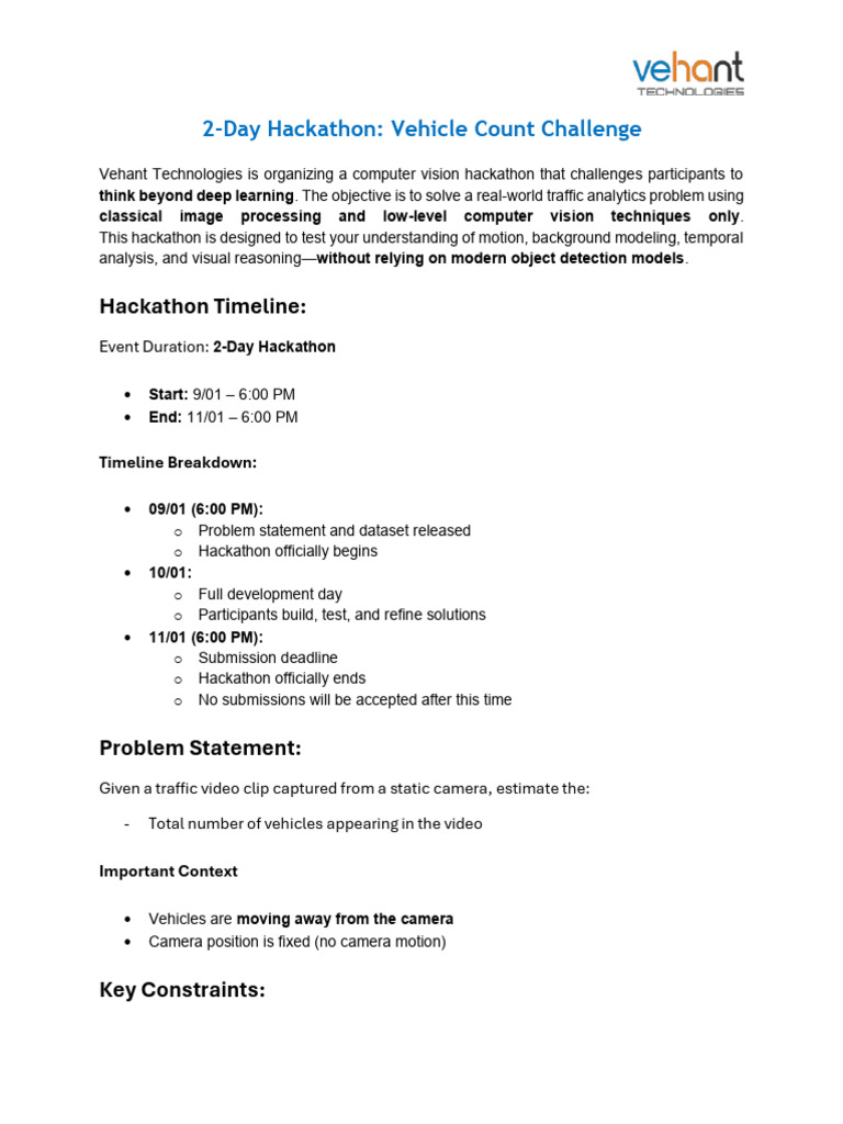 Vehant Hackathon Jan2026 Instructions | PDF | Computer Vision | Deep ...