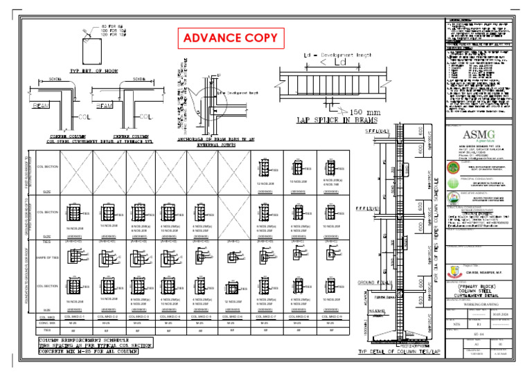 Column Steel Detail Primary Block Nisarpur | PDF