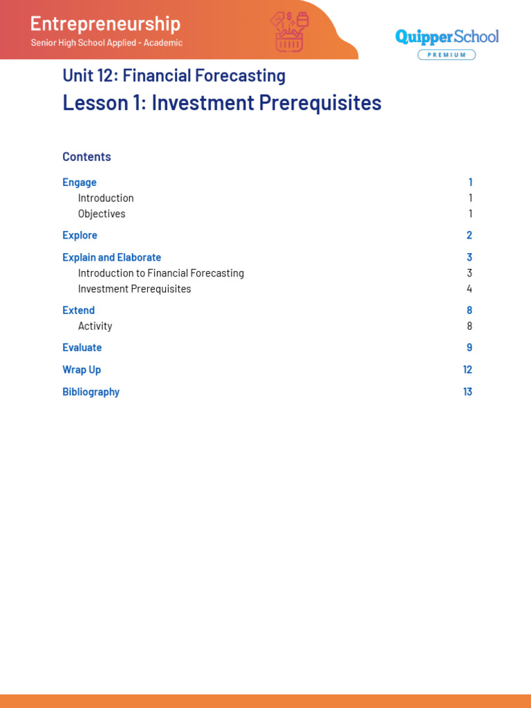 ENT SG Unit12 Lesson1 Final | PDF | Expense | Capital (Economics)