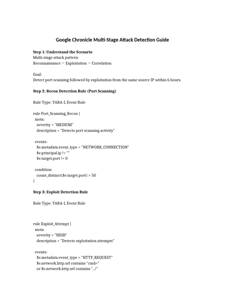 Google Chronicle Multi Stage Attack Detection | PDF