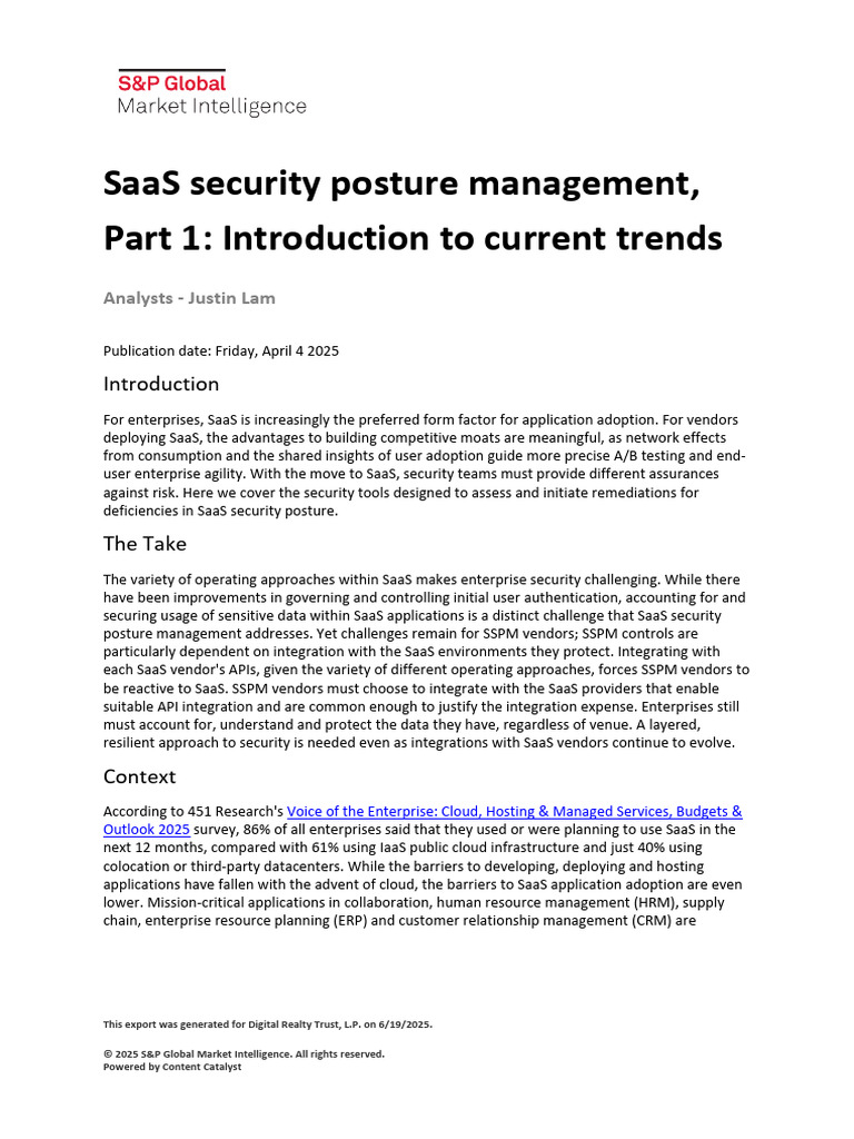 SaaS Security Posture Management, Part | PDF | Software As A Service ...
