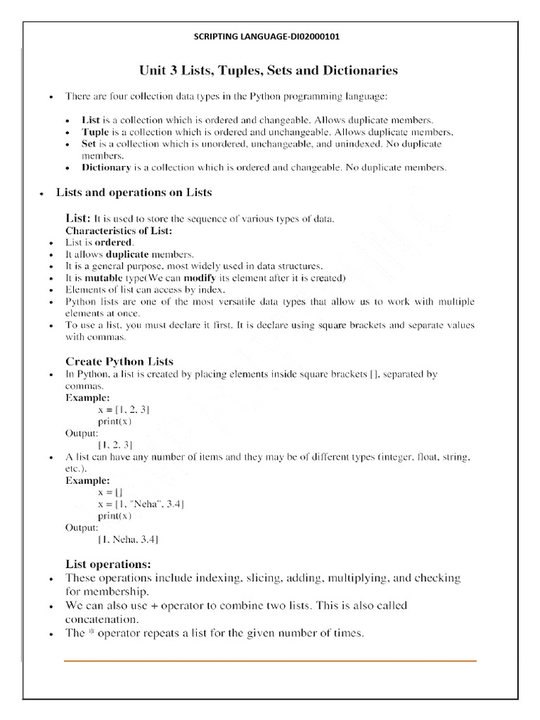 SL_Unit-3_Data Structures in Python | PDF