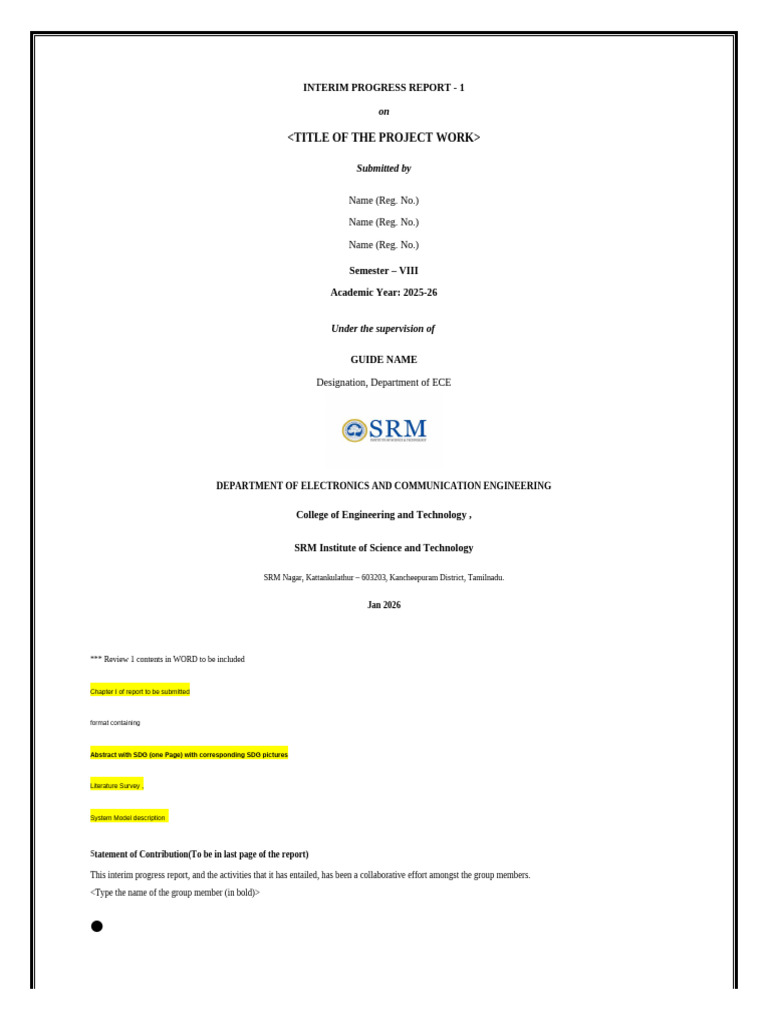 Interim Progress Report - 1 (IPR-1)_Template (2) (3) (1) (1) | PDF ...