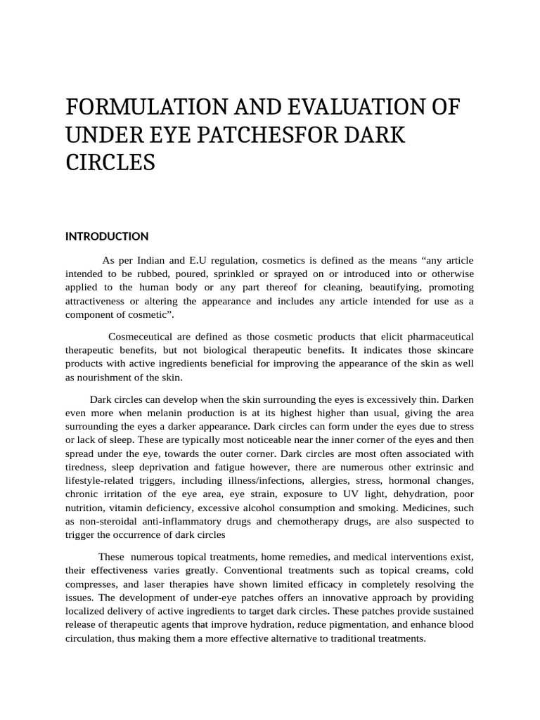 Formulation and Evaluation of Under Eye Patches (1) . | PDF | Cornea ...