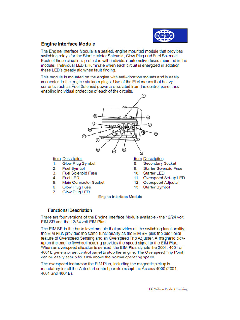 FG Wilson Engine Interface Module Manual - Eim - 12 - y - 24 | PDF
