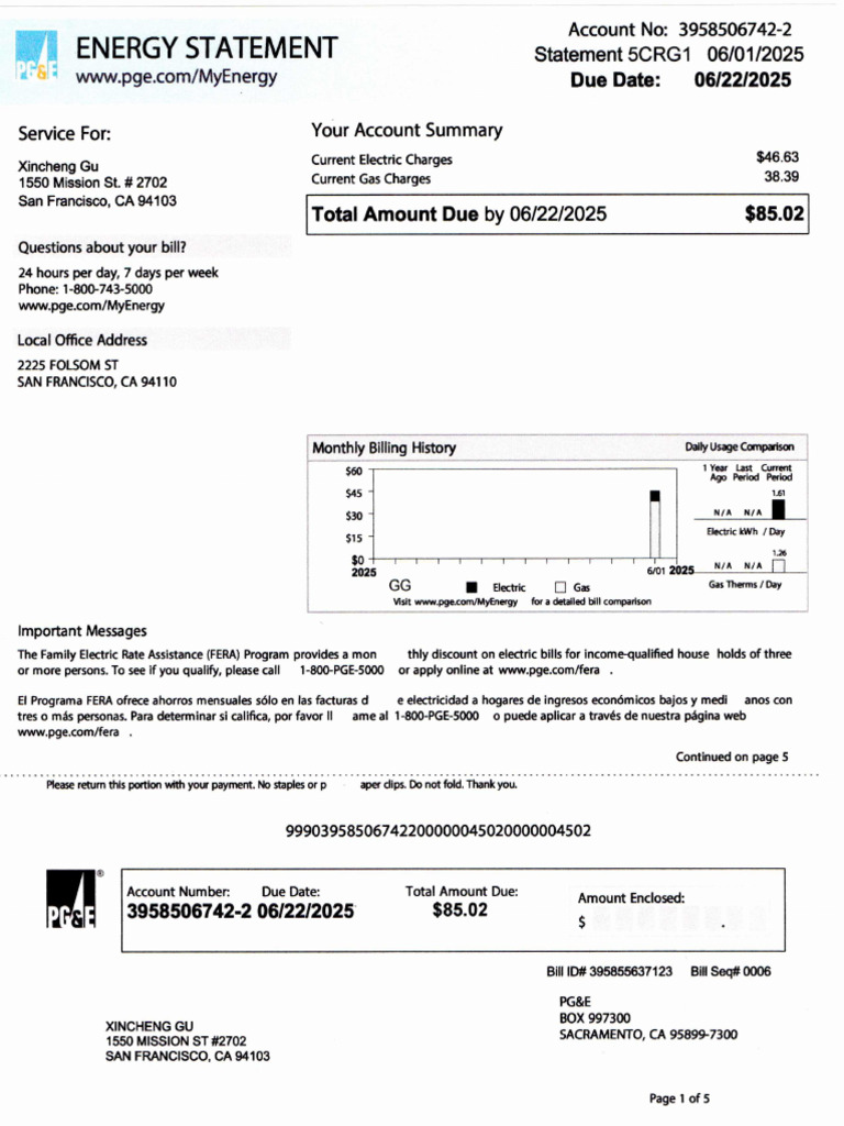 PG&E Bill | PDF