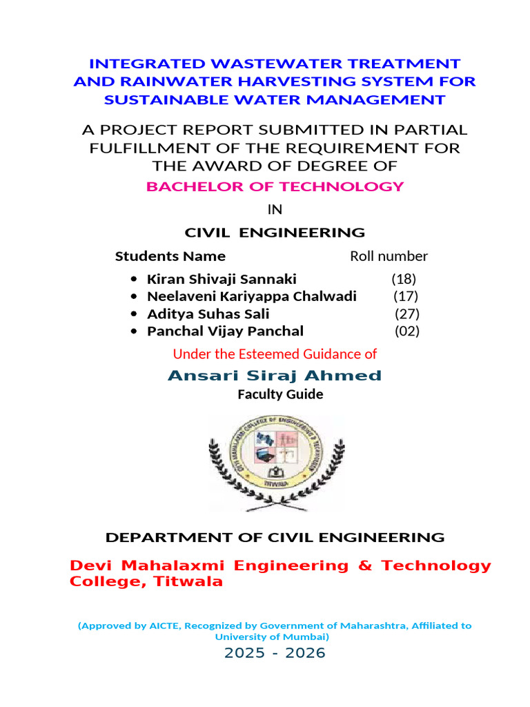 Rainwater Harvesting System For Sustainable Water Management | PDF | Ph ...