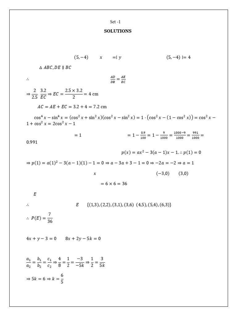 Top 10 Sample Papers Class 10 Mathematics With Solution | PDF | Area ...