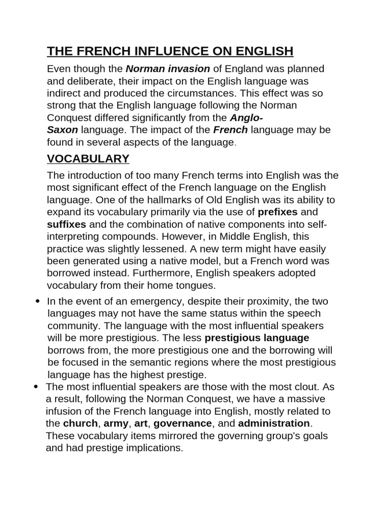 assignment french influence english | PDF | English Language | French ...