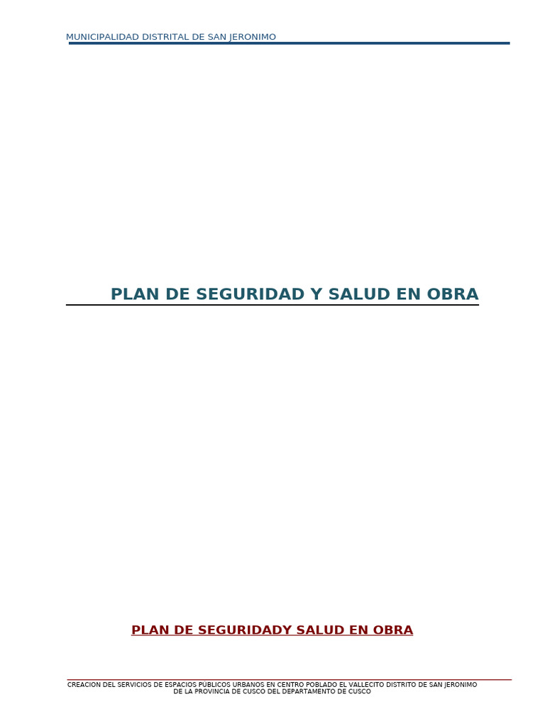 Plan de Seguridad y Salud en Obra | PDF | Seguridad y salud ocupacional ...