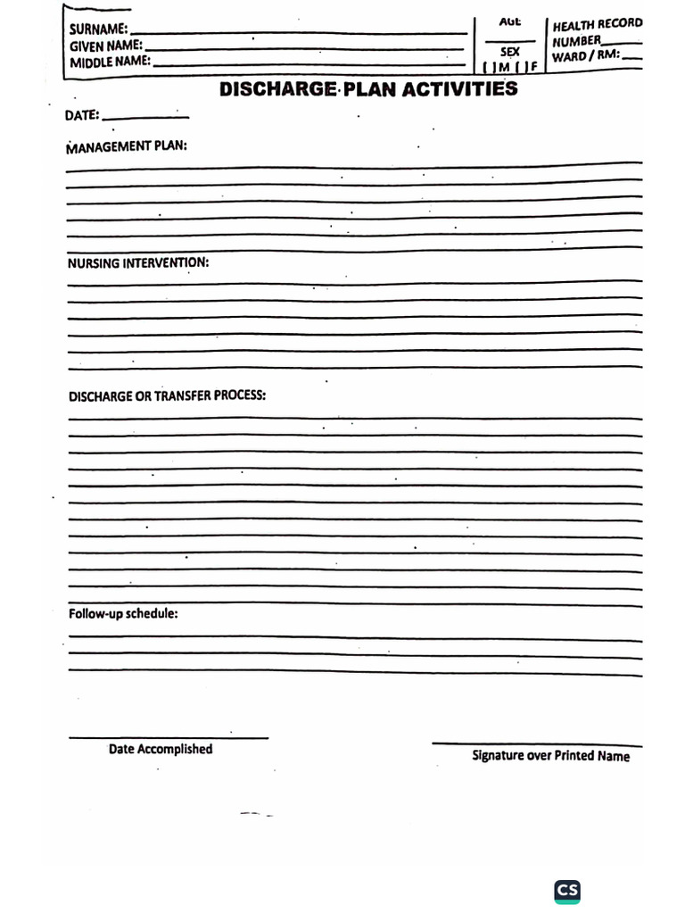 Discharge Plan | PDF