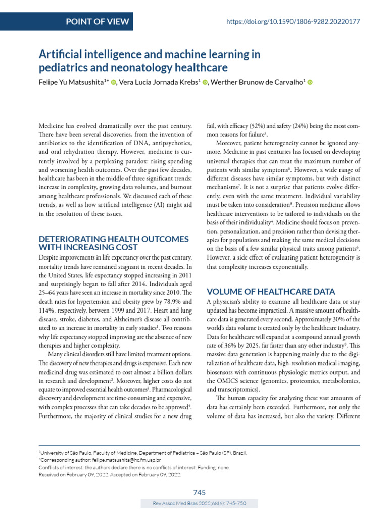 Artificial Intelligence and Machine Learning in Pediatrics 1655126753 ...