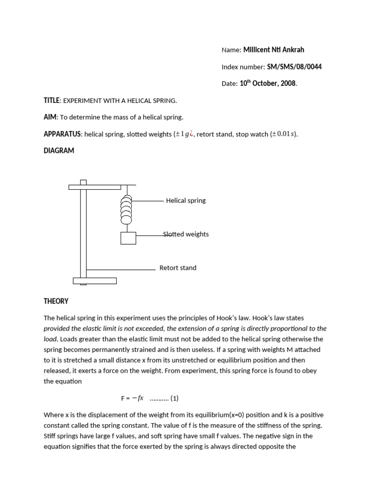 Experiment 1 | PDF | Force | Oscillation