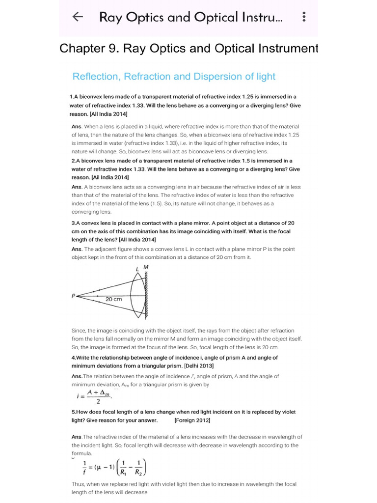 9.Ray Optics &Instruments | PDF