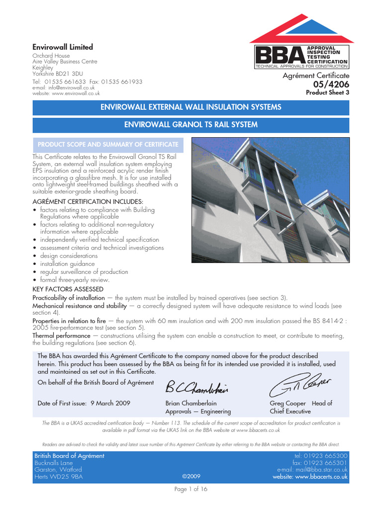 2009 Envirowall BBA Certificate | PDF | Building Insulation | Building ...
