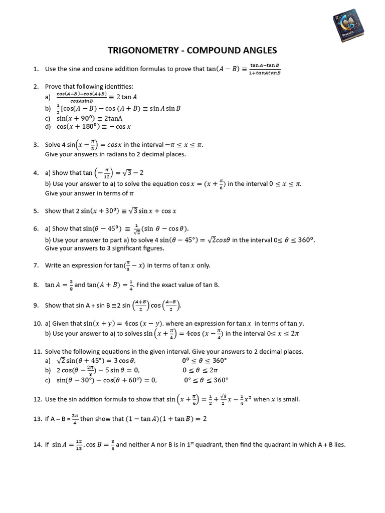 Trigonometry - Y13 - Compound Angles | PDF | Geometry | Mathematics