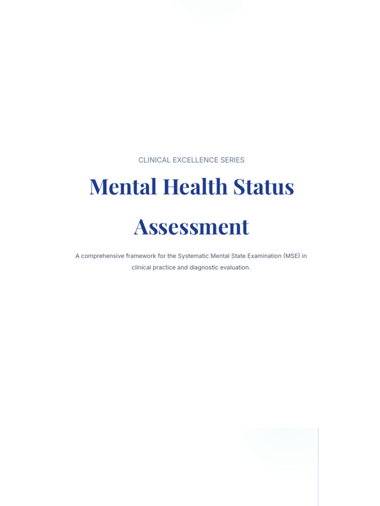Mental Health Status Assessment | PDF | Diseases And Disorders | Human ...